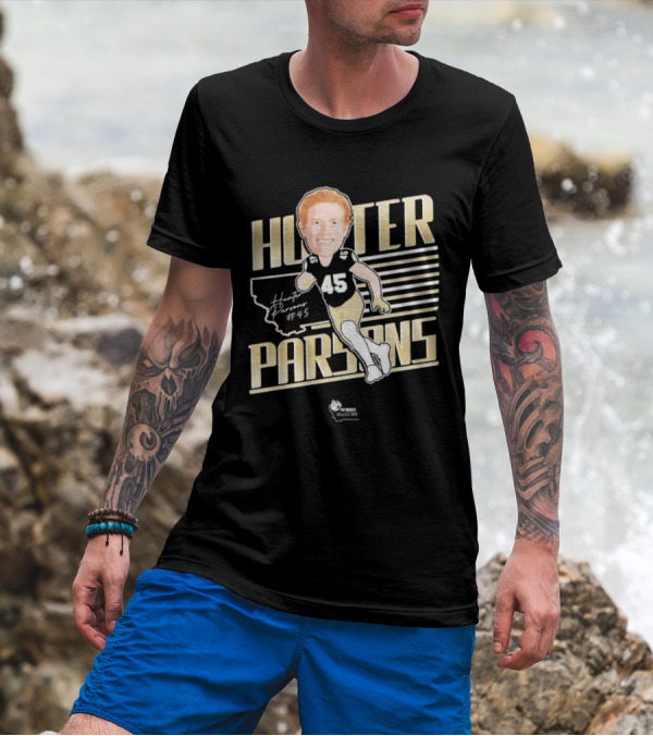 Hunter Parsons #45 Caricature Signature Running T-Shirt