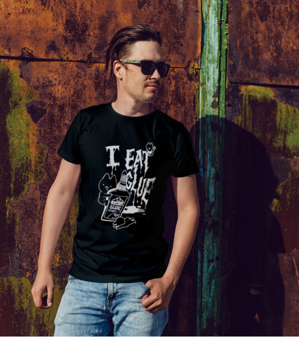I Eat Glue Cube Glue Cats Quirky Humor T-Shirt