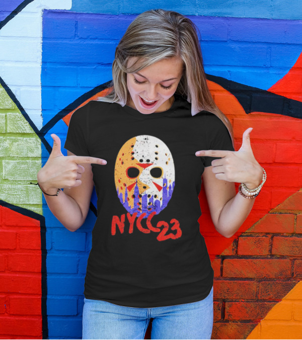 NYCC 23 Jason Voorhees Hockey Mask Skyline T-Shirt