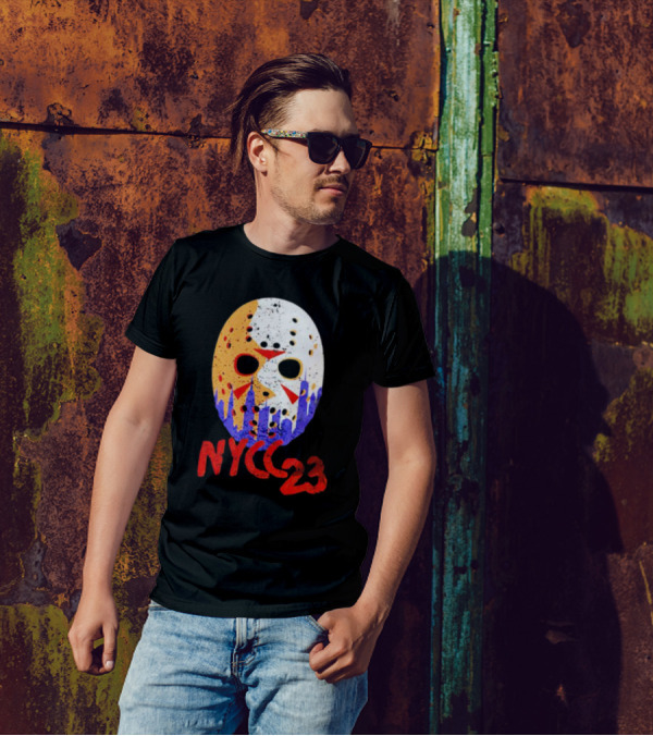 NYCC 23 Jason Voorhees Hockey Mask Skyline T-Shirt