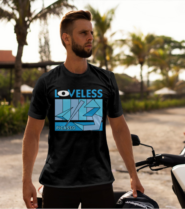 Loveless Picasso Abstract Eye Blue Geometric T-Shirt