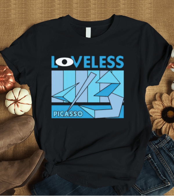 Loveless Picasso Abstract Eye Blue Geometric T-Shirt