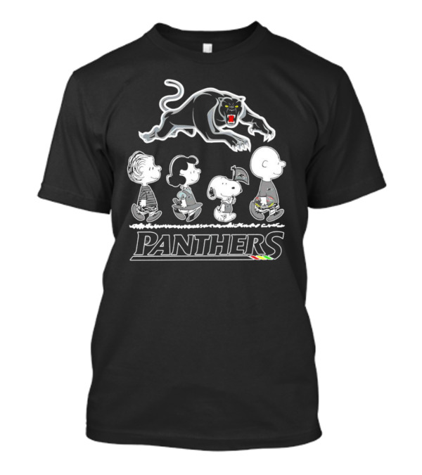 Peanuts Characters With Penrith Panthers T-Shirt