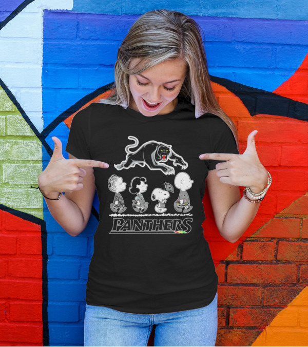 Peanuts Characters With Penrith Panthers T-Shirt