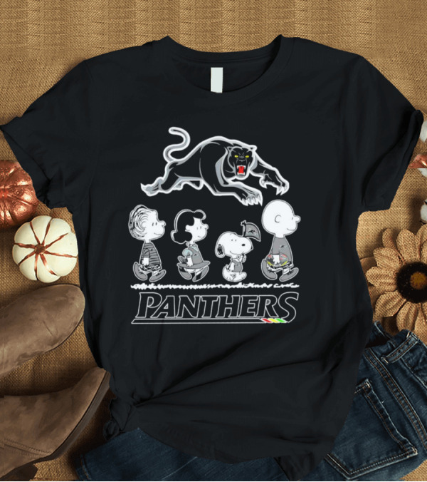 Peanuts Characters With Penrith Panthers T-Shirt