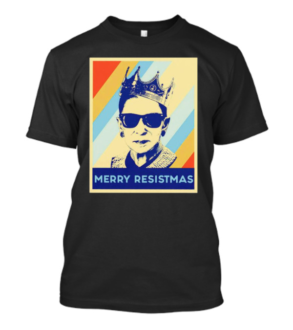 Ruth Bader Ginsburg Merry Resistmas Crown Retro Pop T-Shirt