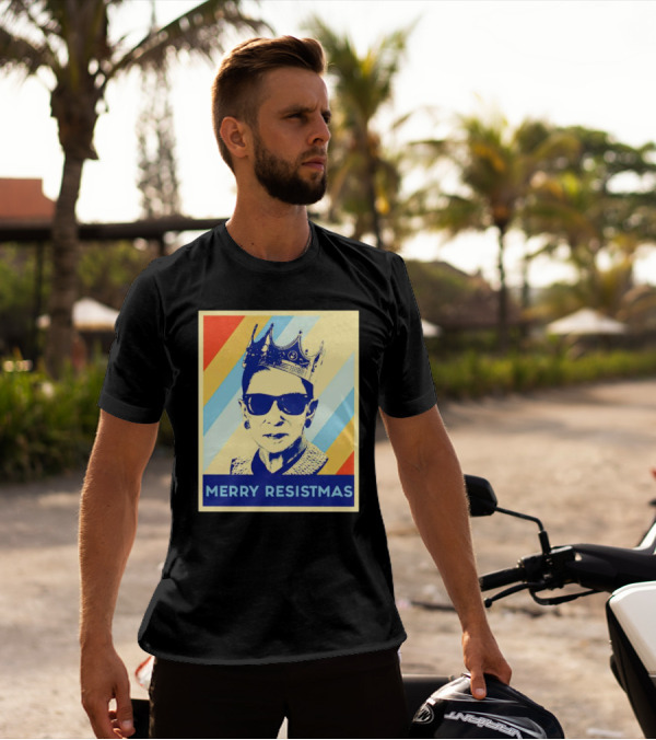 Ruth Bader Ginsburg Merry Resistmas Crown Retro Pop T-Shirt