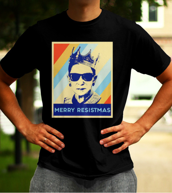 Ruth Bader Ginsburg Merry Resistmas Crown Retro Pop T-Shirt