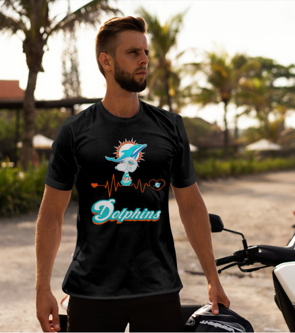 Snoopy Dolphins Heartbeat Miami Dolphins T-Shirt