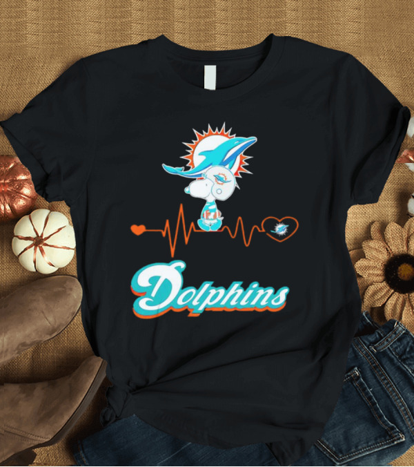 Snoopy Dolphins Heartbeat Miami Dolphins T-Shirt
