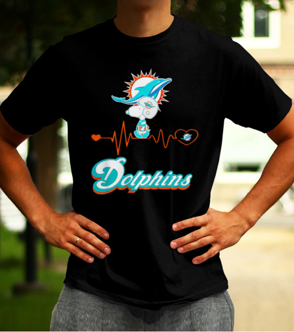 Snoopy Dolphins Heartbeat Miami Dolphins T-Shirt