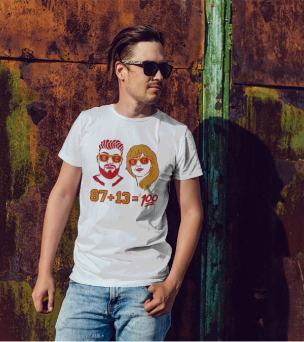 87+13=100 KC Sunglasses Red And Yellow T-Shirt