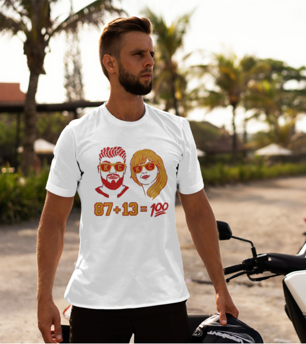 87+13=100 KC Sunglasses Red And Yellow T-Shirt