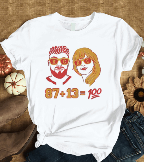 87+13=100 KC Sunglasses Red And Yellow T-Shirt