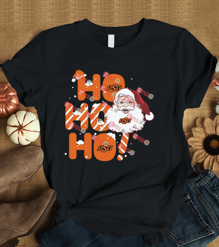 Oklahoma State Cowboys OSU Santa Claus Ho Ho Ho Christmas T-Shirt
