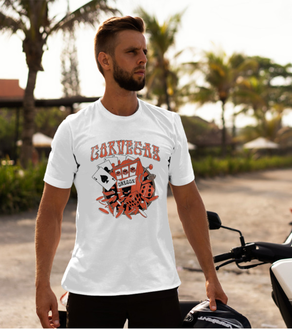 Corvegas Oregon OS Slot Machine Dice Cards Football Elements T-Shirt