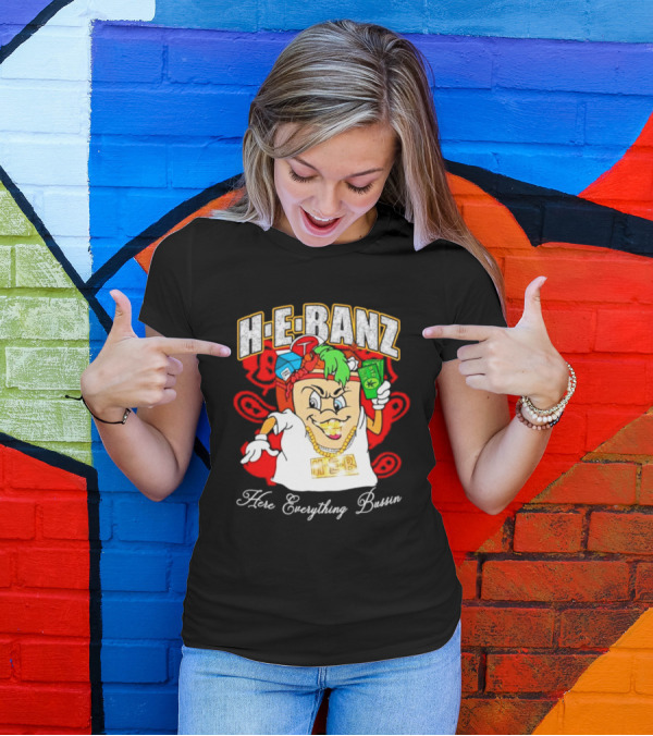 H-E-Banz Here Everything Bussin Cartoon Character With Chains And Accessories T-Shirt