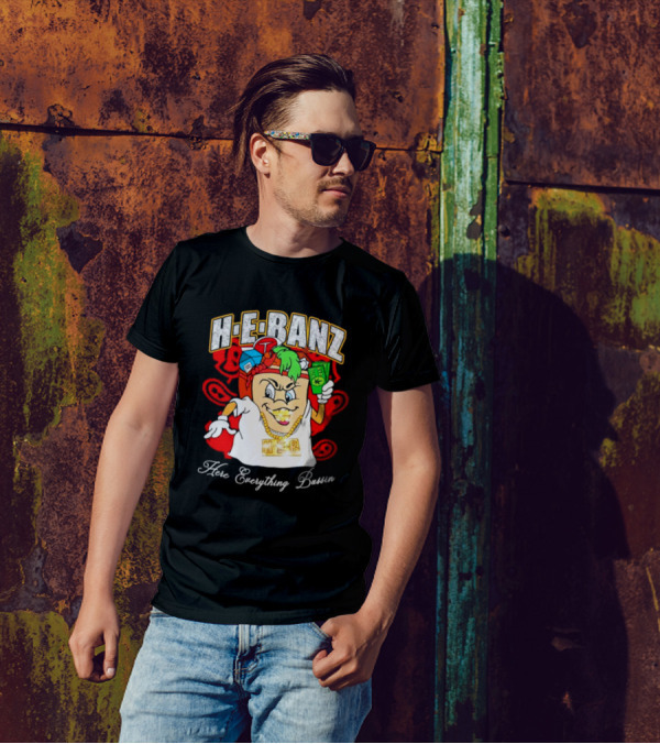 H-E-Banz Here Everything Bussin Cartoon Character With Chains And Accessories T-Shirt