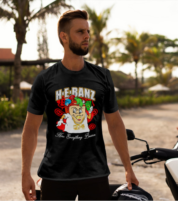 H-E-Banz Here Everything Bussin Cartoon Character With Chains And Accessories T-Shirt
