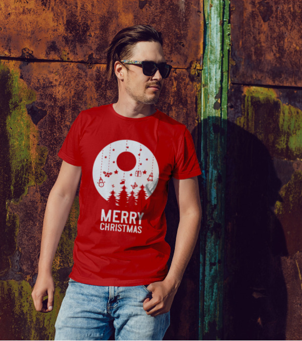 Merry Christmas Snowman Trees Stars And Presents T-Shirt