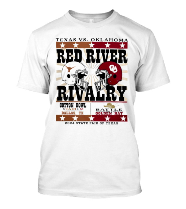Texas Vs. Oklahoma Red River Rivalry Cotton Bowl Battle For The Golden Hat 2024 State Fair Of Texas T-Shirt