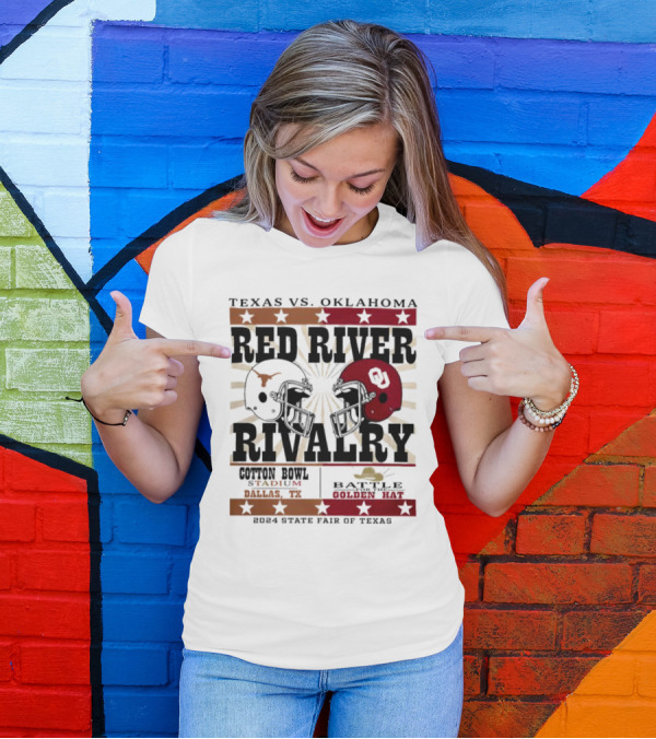 Texas Vs. Oklahoma Red River Rivalry Cotton Bowl Battle For The Golden Hat 2024 State Fair Of Texas T-Shirt