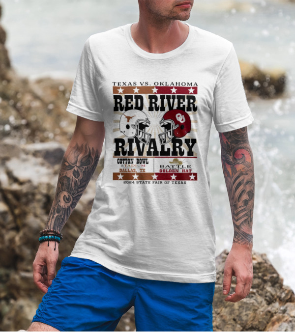 Texas Vs. Oklahoma Red River Rivalry Cotton Bowl Battle For The Golden Hat 2024 State Fair Of Texas T-Shirt