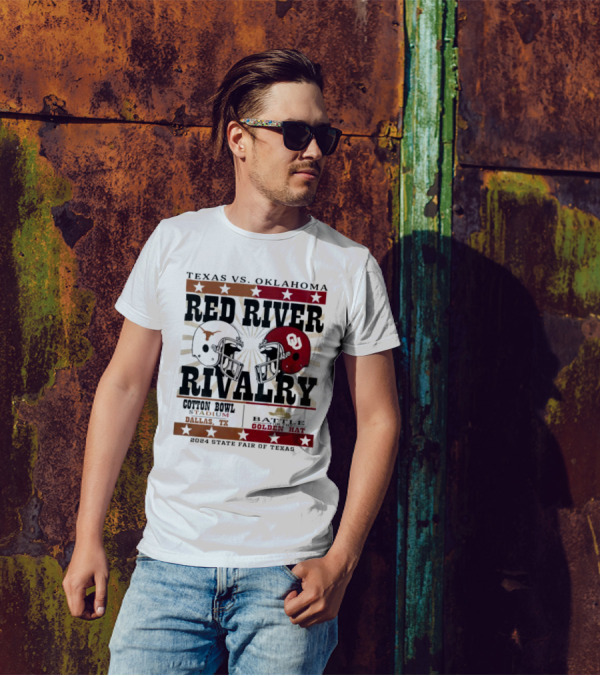 Texas Vs. Oklahoma Red River Rivalry Cotton Bowl Battle For The Golden Hat 2024 State Fair Of Texas T-Shirt