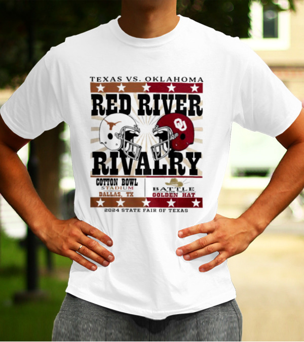 Texas Vs. Oklahoma Red River Rivalry Cotton Bowl Battle For The Golden Hat 2024 State Fair Of Texas T-Shirt