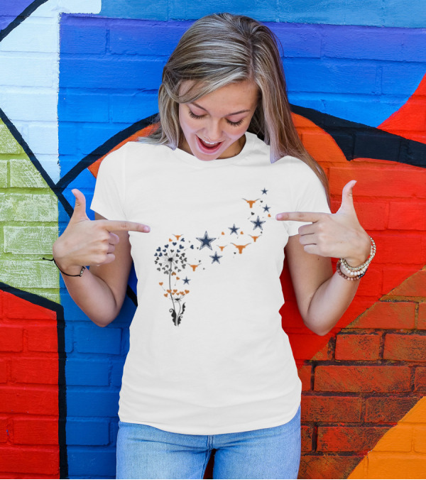 Dandelion Hearts Texas Longhorns Stars Dallas Cowboys T-Shirt