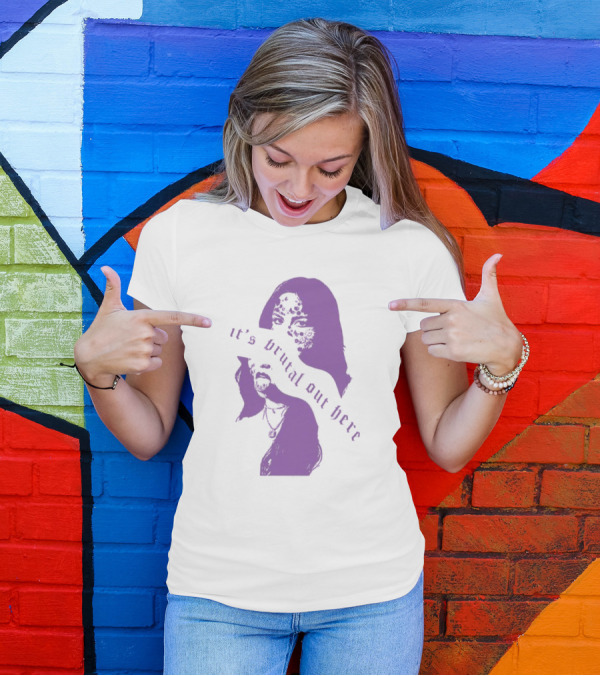 Olivia Rodrigo It's Brutal Out Here Purple Dual Image T-Shirt