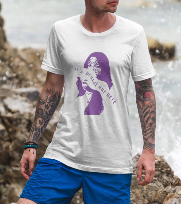 Olivia Rodrigo It's Brutal Out Here Purple Dual Image T-Shirt