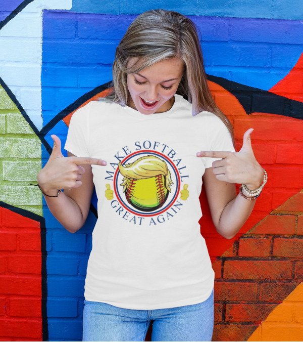 Make Softball Great Again Trump Hair Thumbs Up T-Shirt