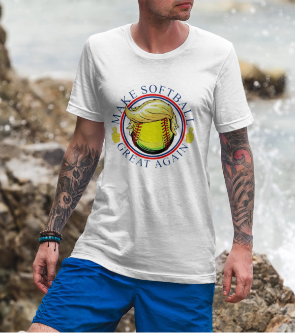 Make Softball Great Again Trump Hair Thumbs Up T-Shirt