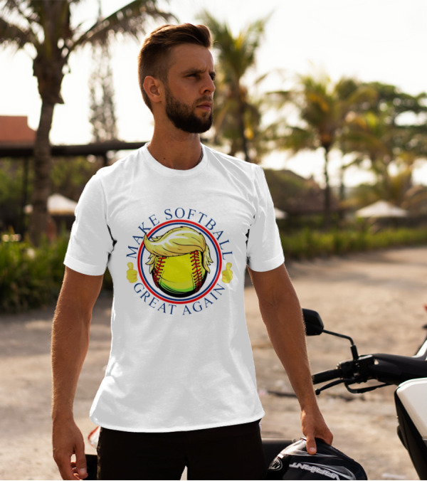 Make Softball Great Again Trump Hair Thumbs Up T-Shirt