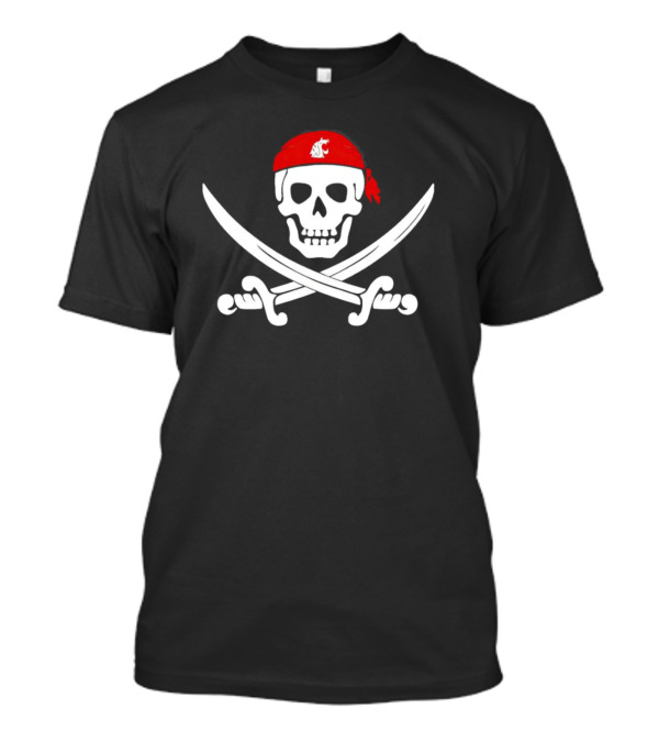 Washington State Cougars Skull And Crossed Swords Bandana T-Shirt