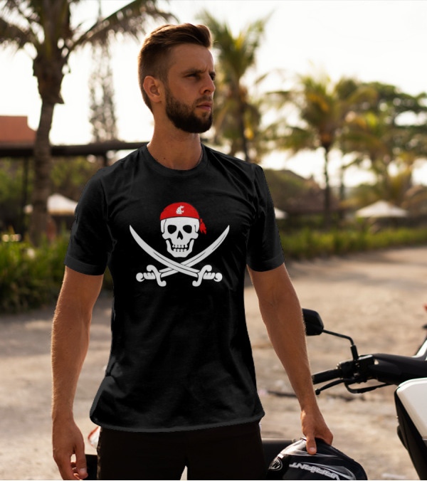 Washington State Cougars Skull And Crossed Swords Bandana T-Shirt