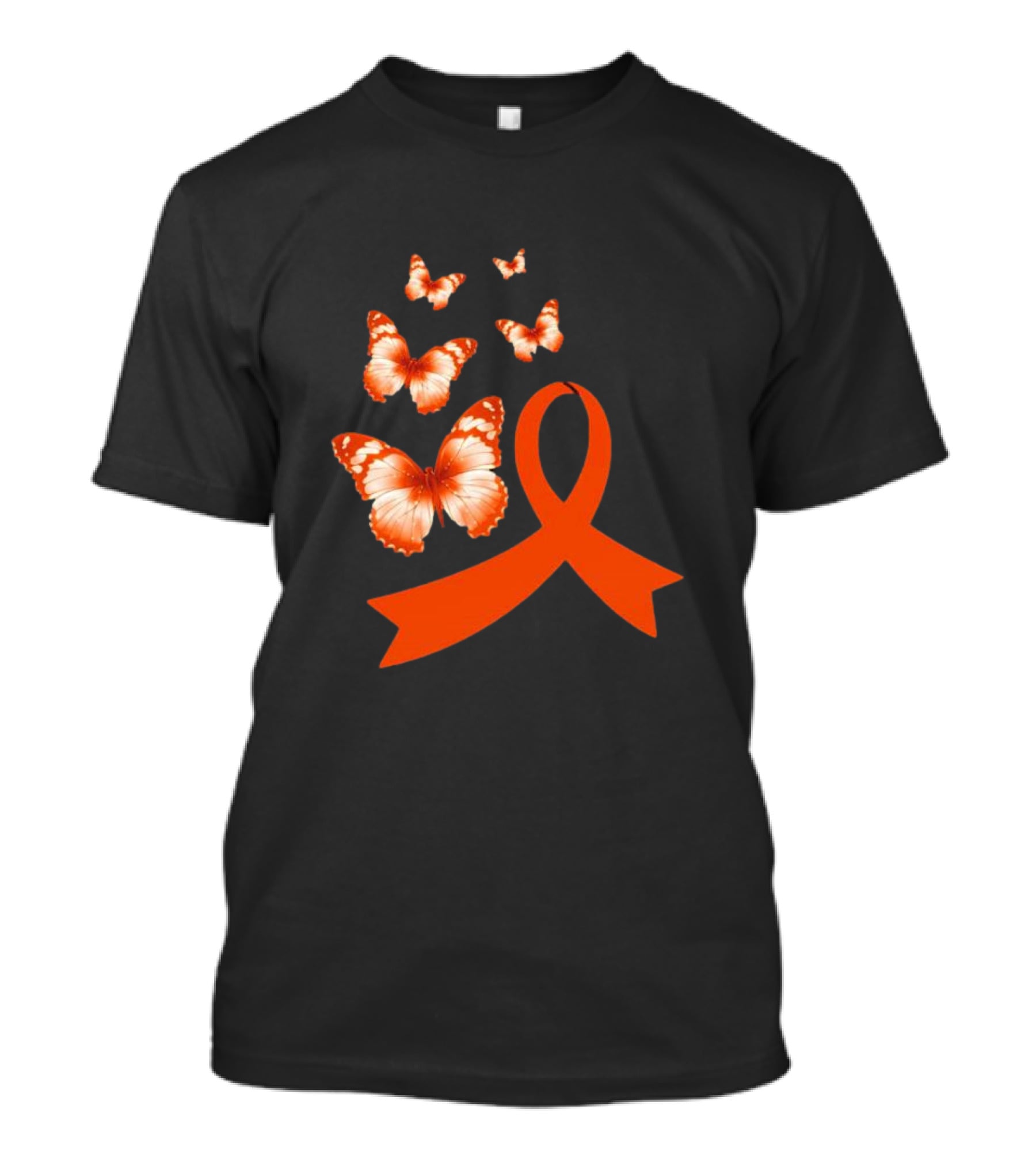 Orange Awareness Ribbon With Butterflies World Hunger Day Symbolization T-Shirt