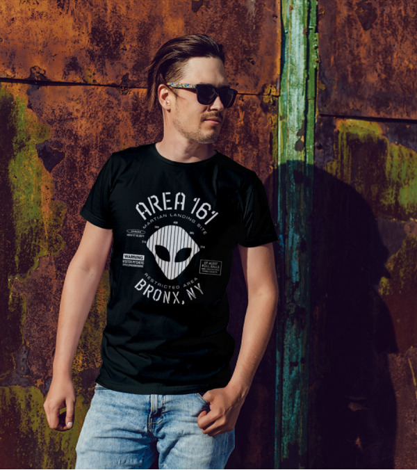 Area 161 Martian Landing Site Restricted Area Warning Bronx NY Alien Foul Balls Danger T-Shirt