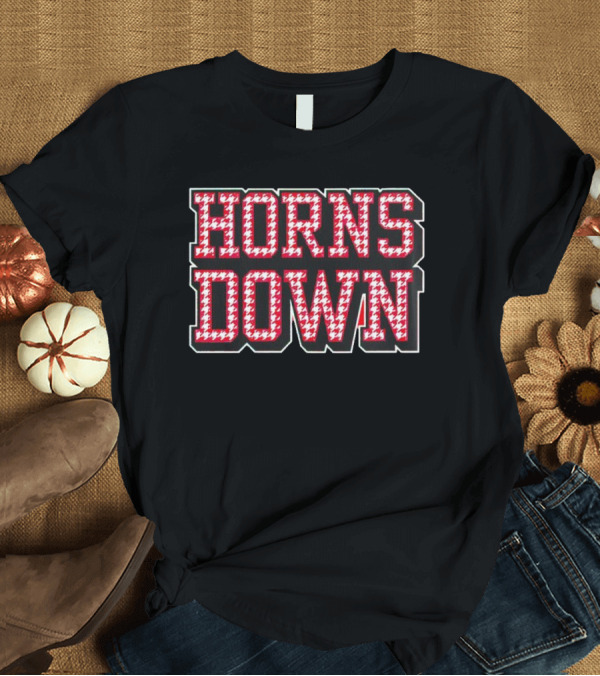 Houndstooth Horns Down Black T-Shirt