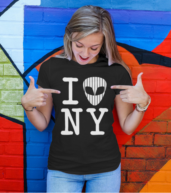 I Alien NY Alien Head Baseball Stripes T-Shirt