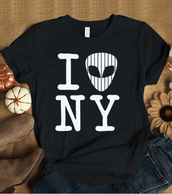 I Alien NY Alien Head Baseball Stripes T-Shirt