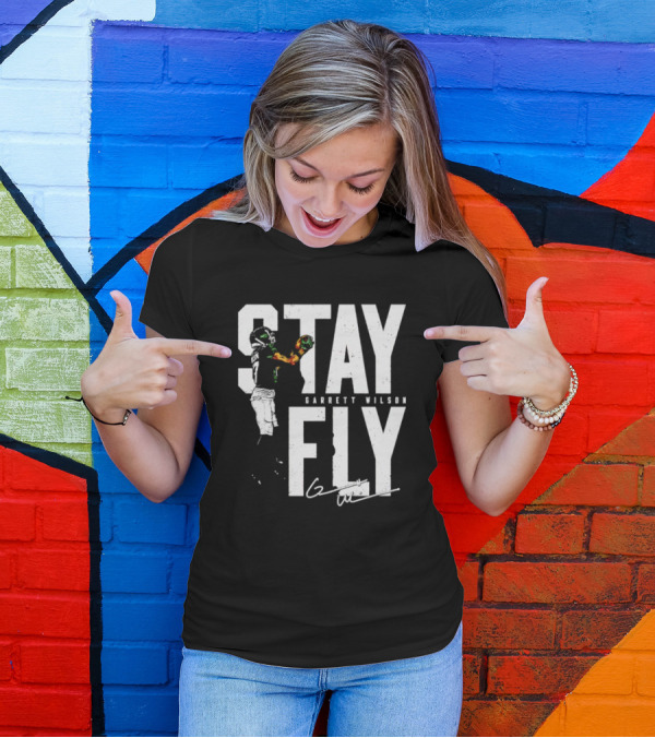 Garrett Wilson Stay Fly New York Jets Signature Catch T-Shirt