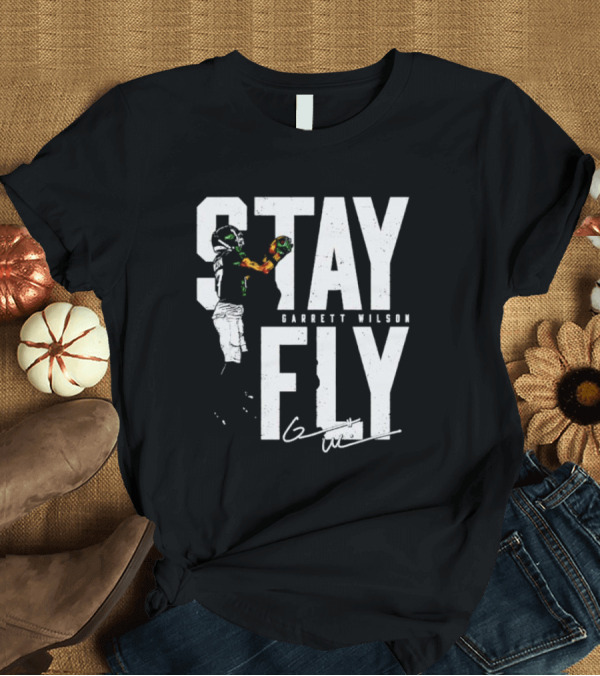 Garrett Wilson Stay Fly New York Jets Signature Catch T-Shirt