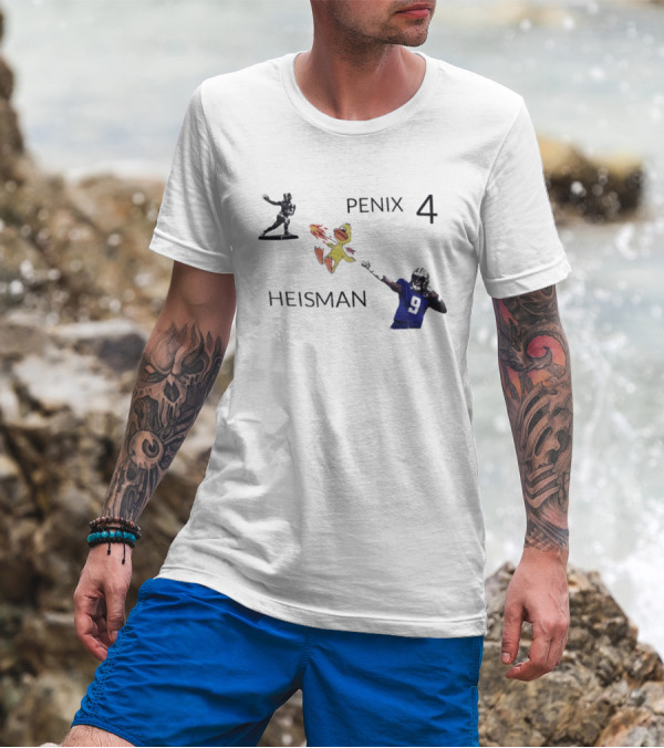 Penix 4 Heisman Football Player Number 9 With Trophy And Mascot Image T-Shirt