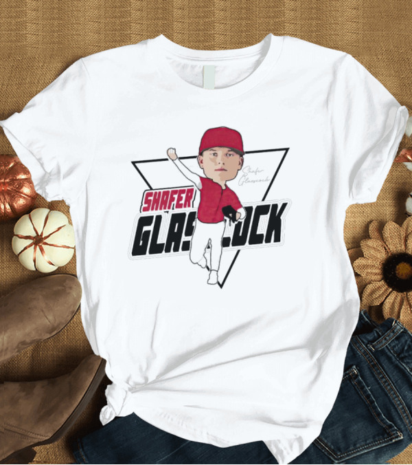 Shafer Glasscock Caricature Signature Red Cap Baseball Pose T-Shirt