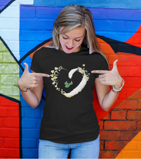 South Florida Bulls University Team Logo Heart T-Shirt