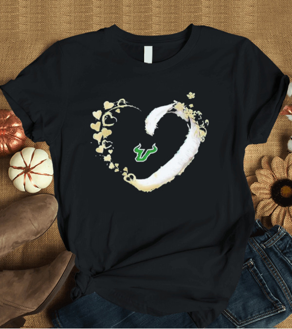 South Florida Bulls University Team Logo Heart T-Shirt