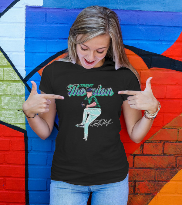 Trent Thornton Pitching Seattle Mariners Baseball Signature T-Shirt