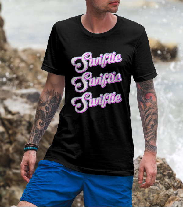 Triple Swiftie Groovy 80’s Style Retro Pink Typography T-Shirt